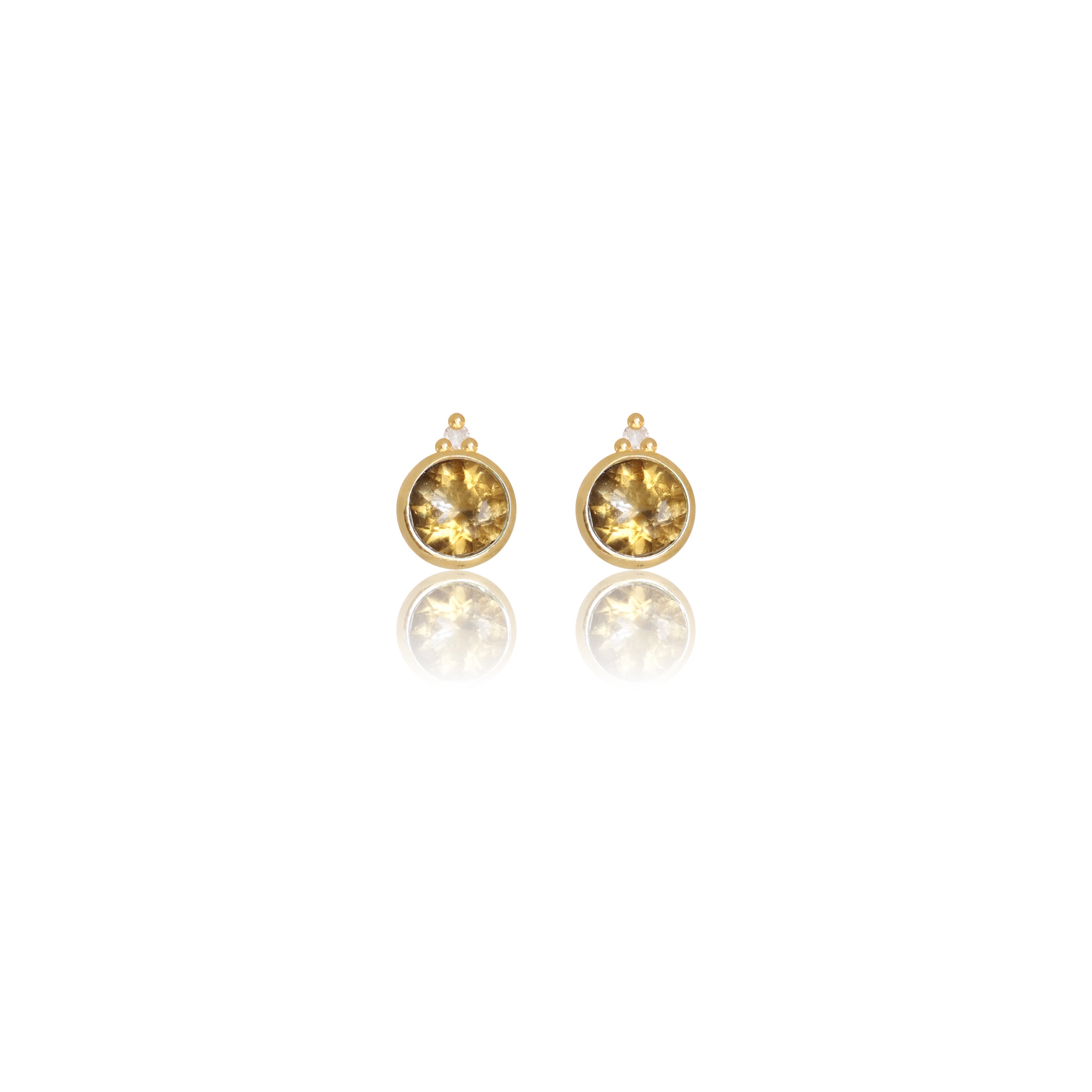 Diamonds by Georgini Natural Citrine and Two Natural Diamond November Earrings Gold