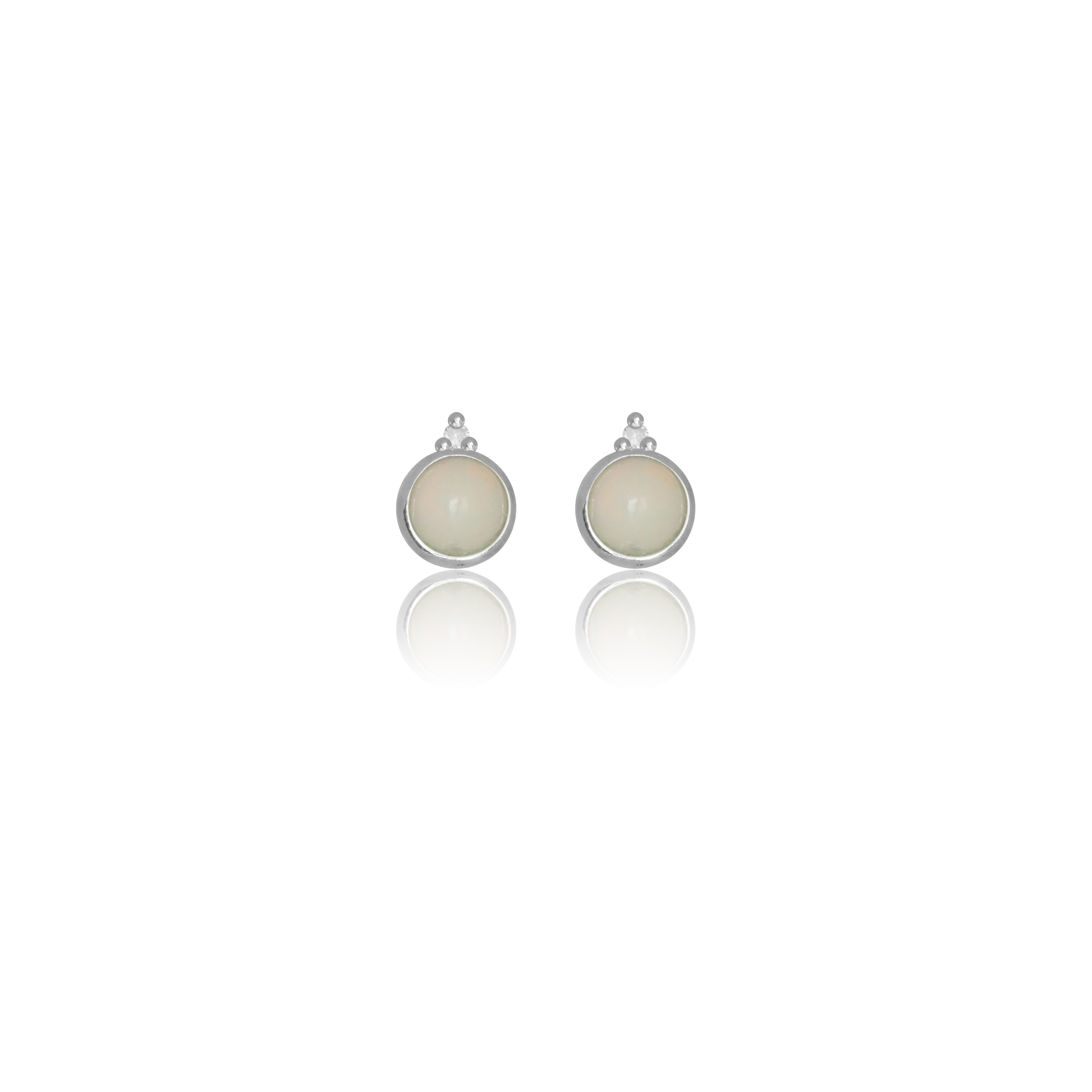 Diamonds by Georgini Natural Opal and Two Natural Diamond October Earrings Silver