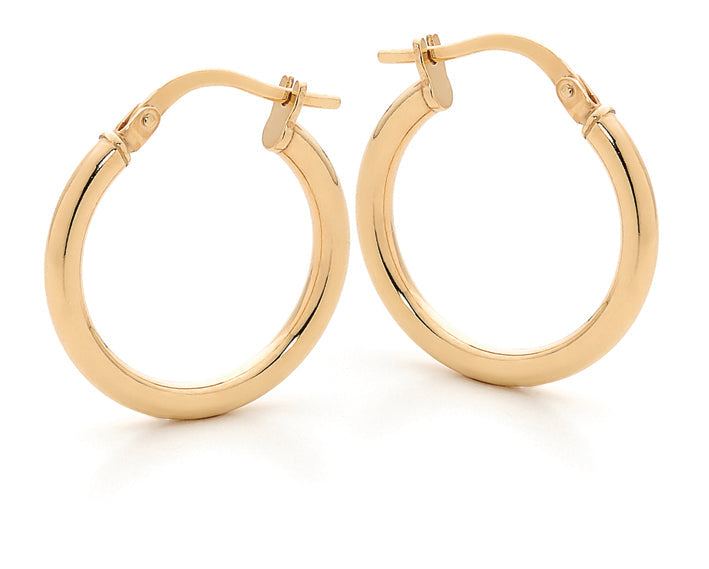 9ct Yellow Gold Silver Bonded Huggie Hoop Earrings