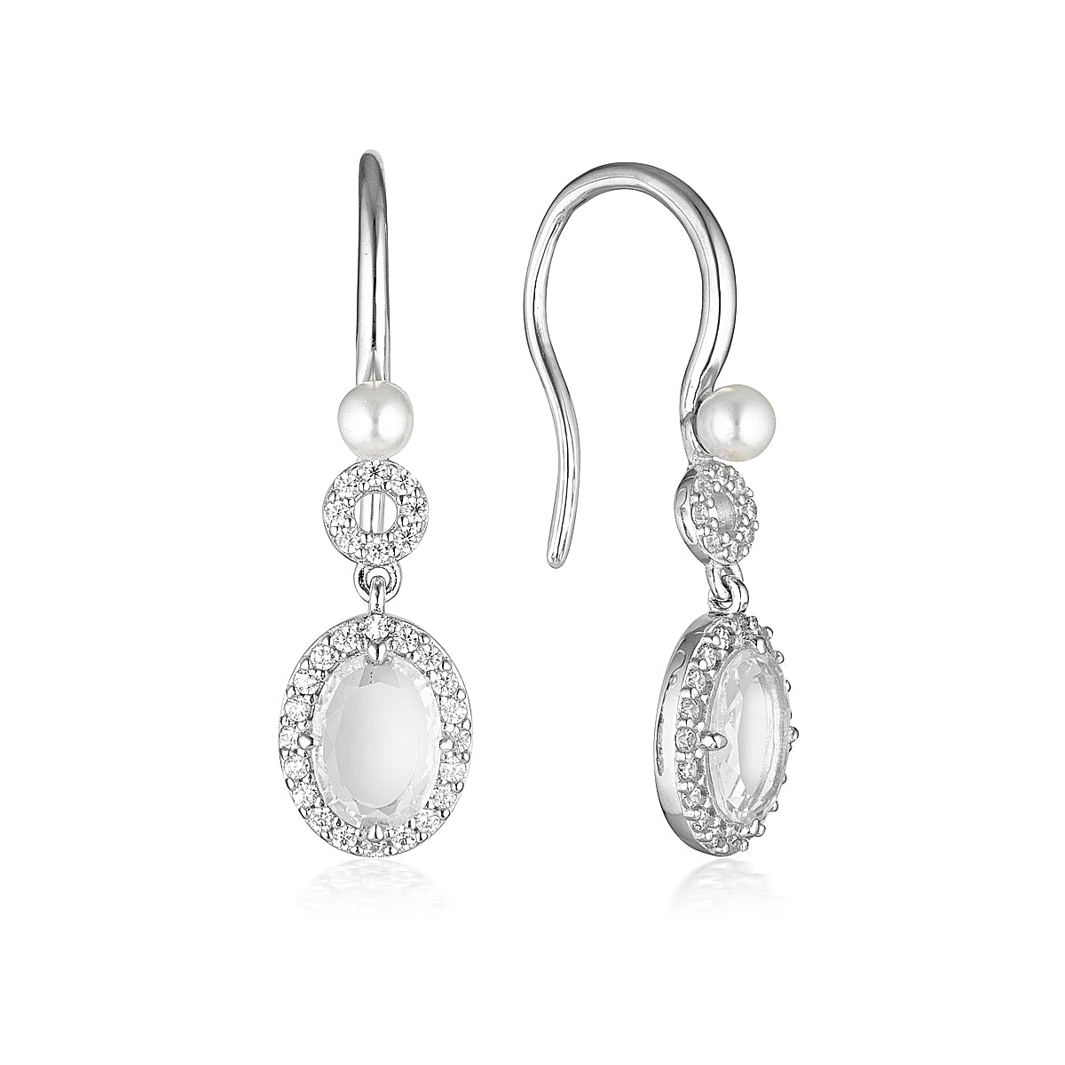 Noel Nights Sliced Stone Pearl Drop Earrings Silver