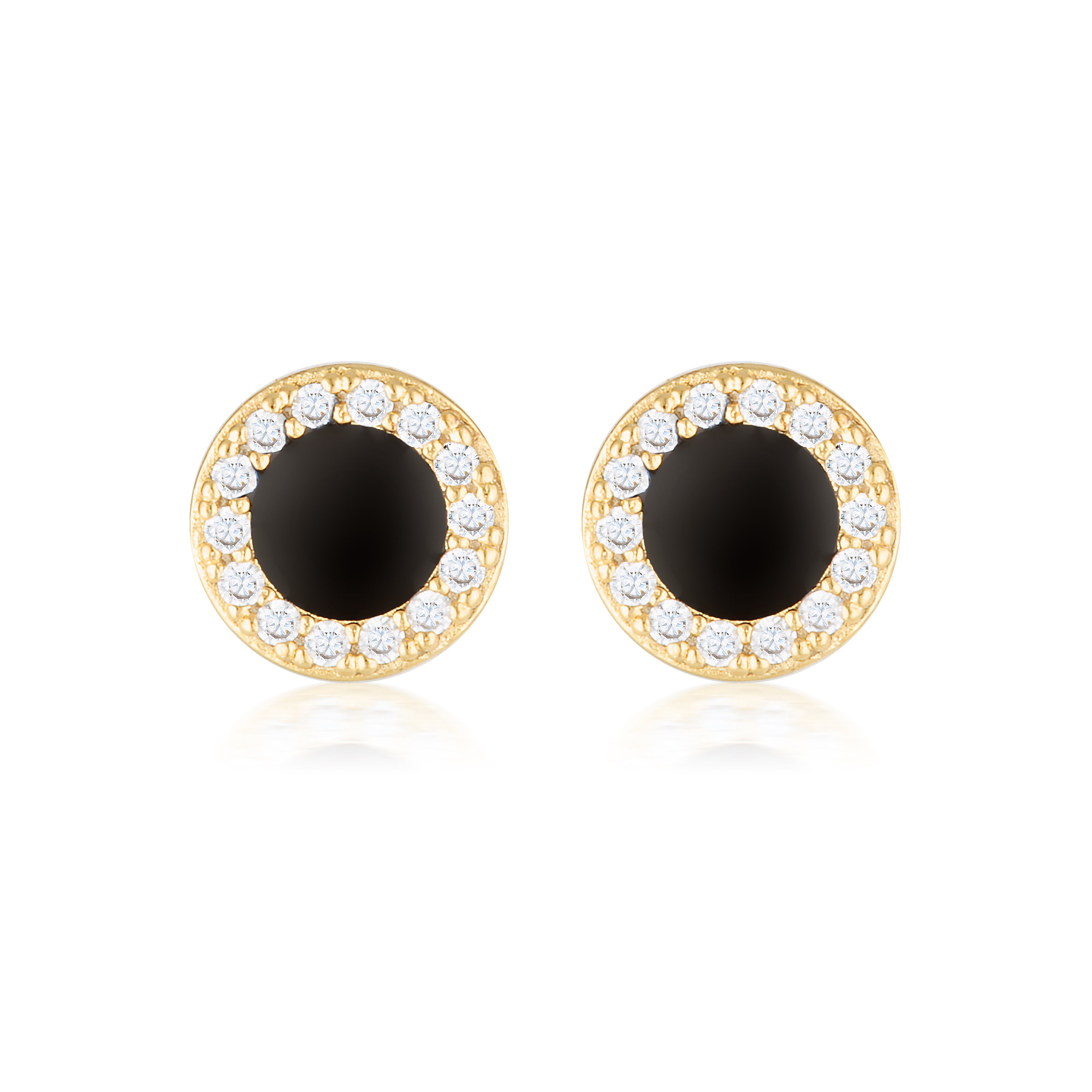 Reflection Enamel Stud Earrings Gold & Black