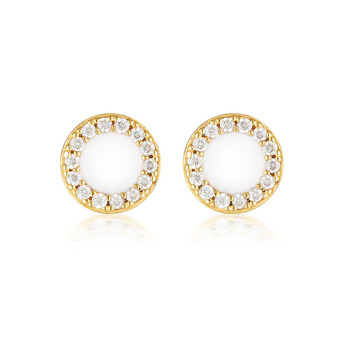 Reflection Enamel Stud Earrings Gold & White