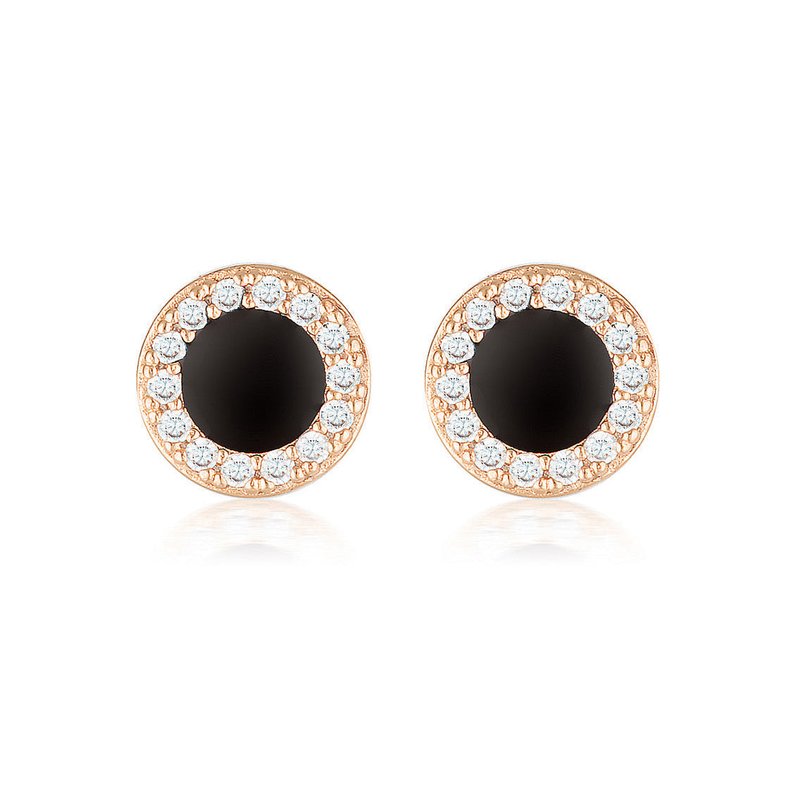 Reflection Enamel Stud Earrings Rose Gold & Black