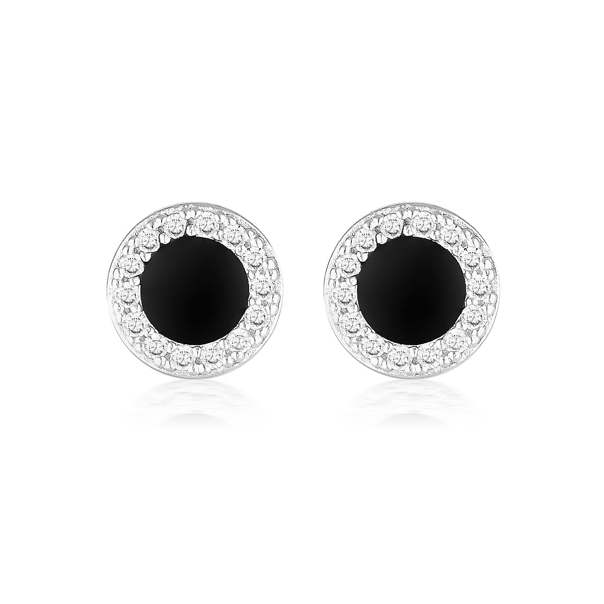 Reflection Enamel Stud Earrings Silver & Black
