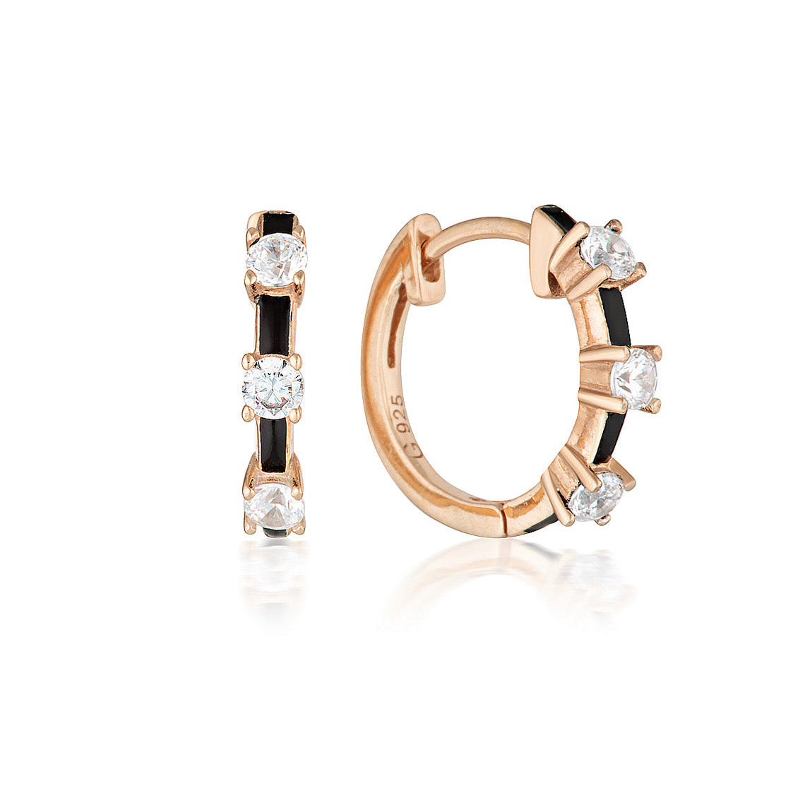Reflection Enamel Hoop Earrings Rose Gold