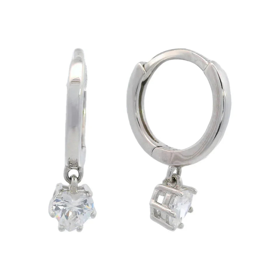 Georgini Midnight Velvet Baby Heart Hoop Earrings Silver