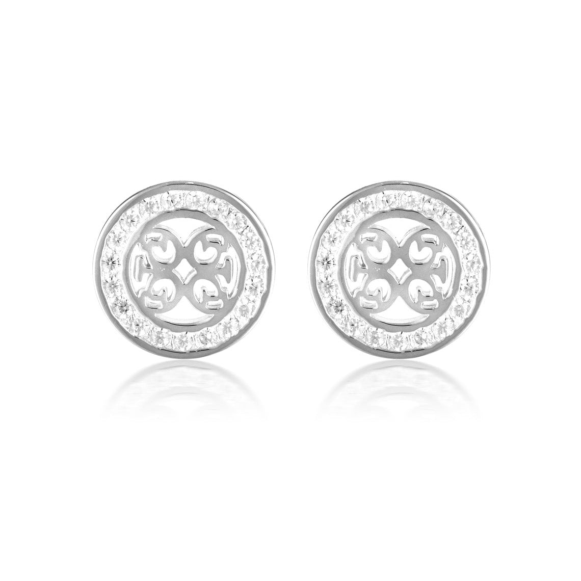 Signature Medalion Earrings Silver