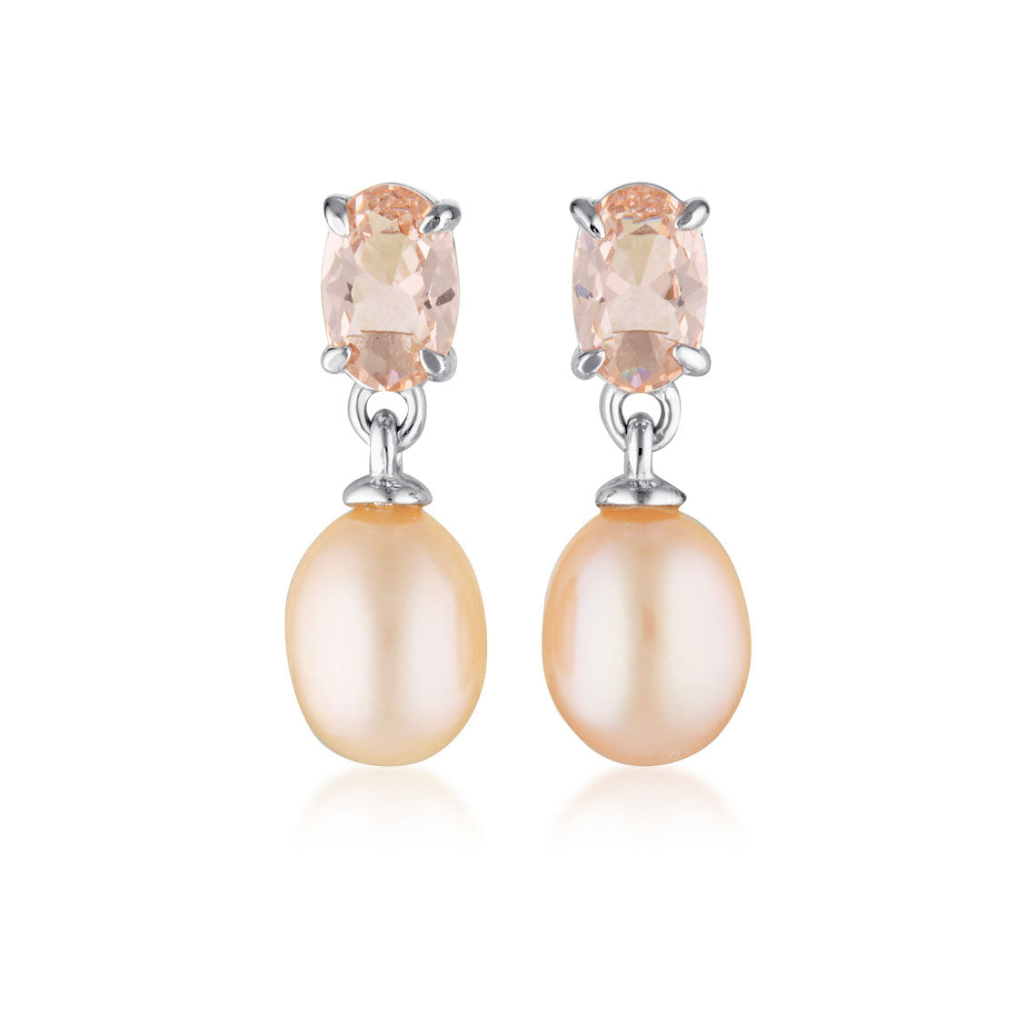Georgini Whitsundays Pink Freshwater Pearl Earrings Silver