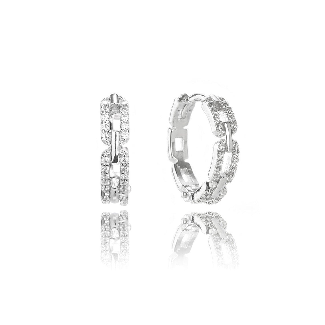 Goddess Link Hoop Earrings Silver