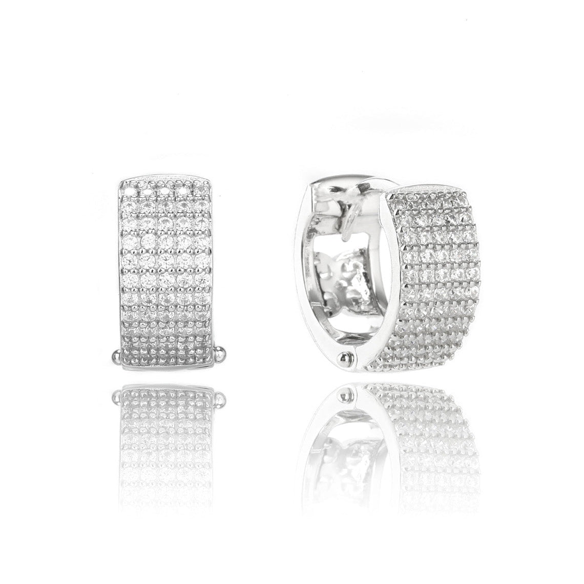 Goddess Maeve Pave Hoop Earrings Silver