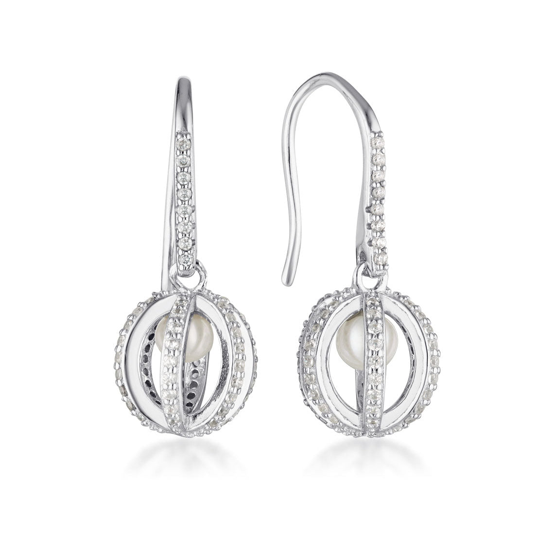 Georgini Majesty Freshwater Pearl Earrings Silver