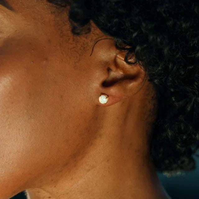 Georgini Opal Glow White Created Opal Stud Earrings Gold