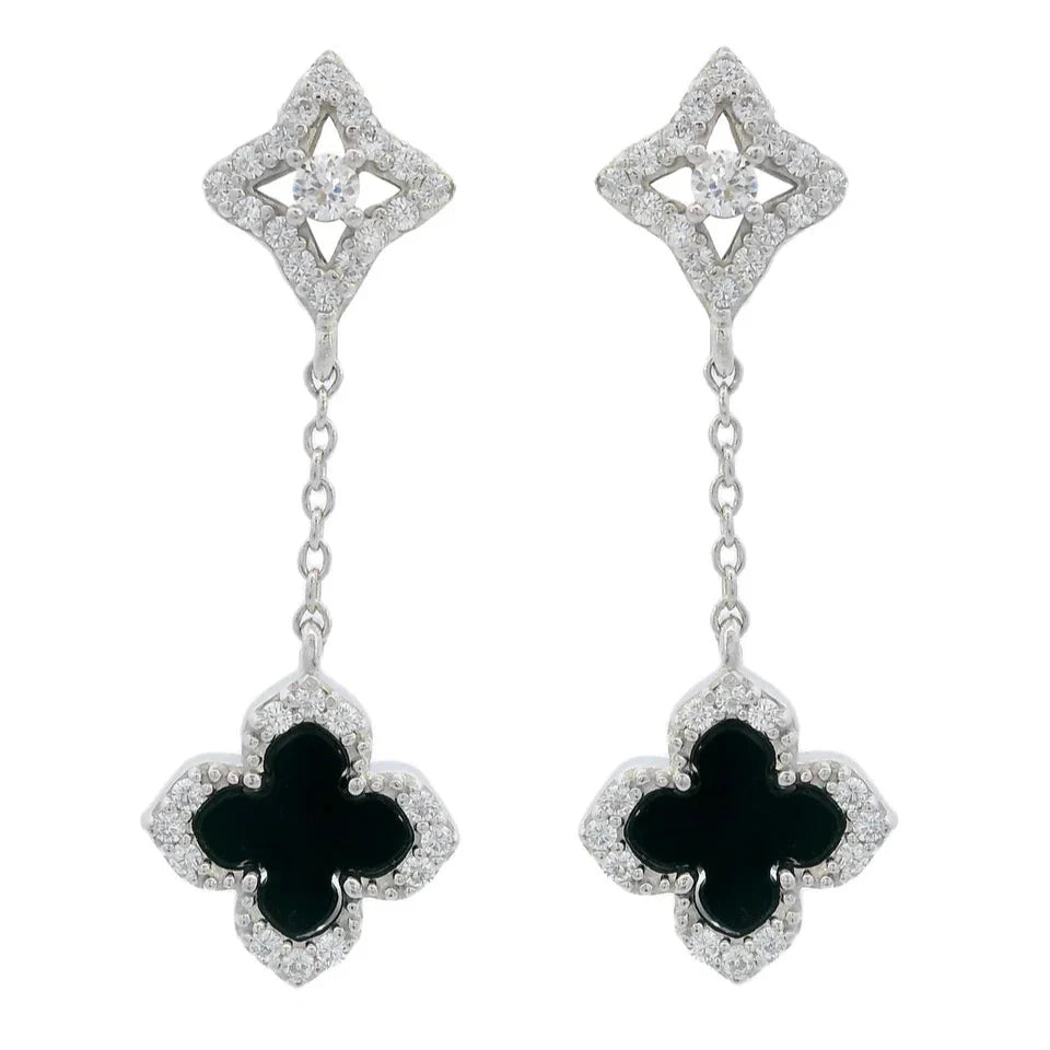 Georgini Midnight Velvet Black Agate Fairwater Drop Earrings Silver