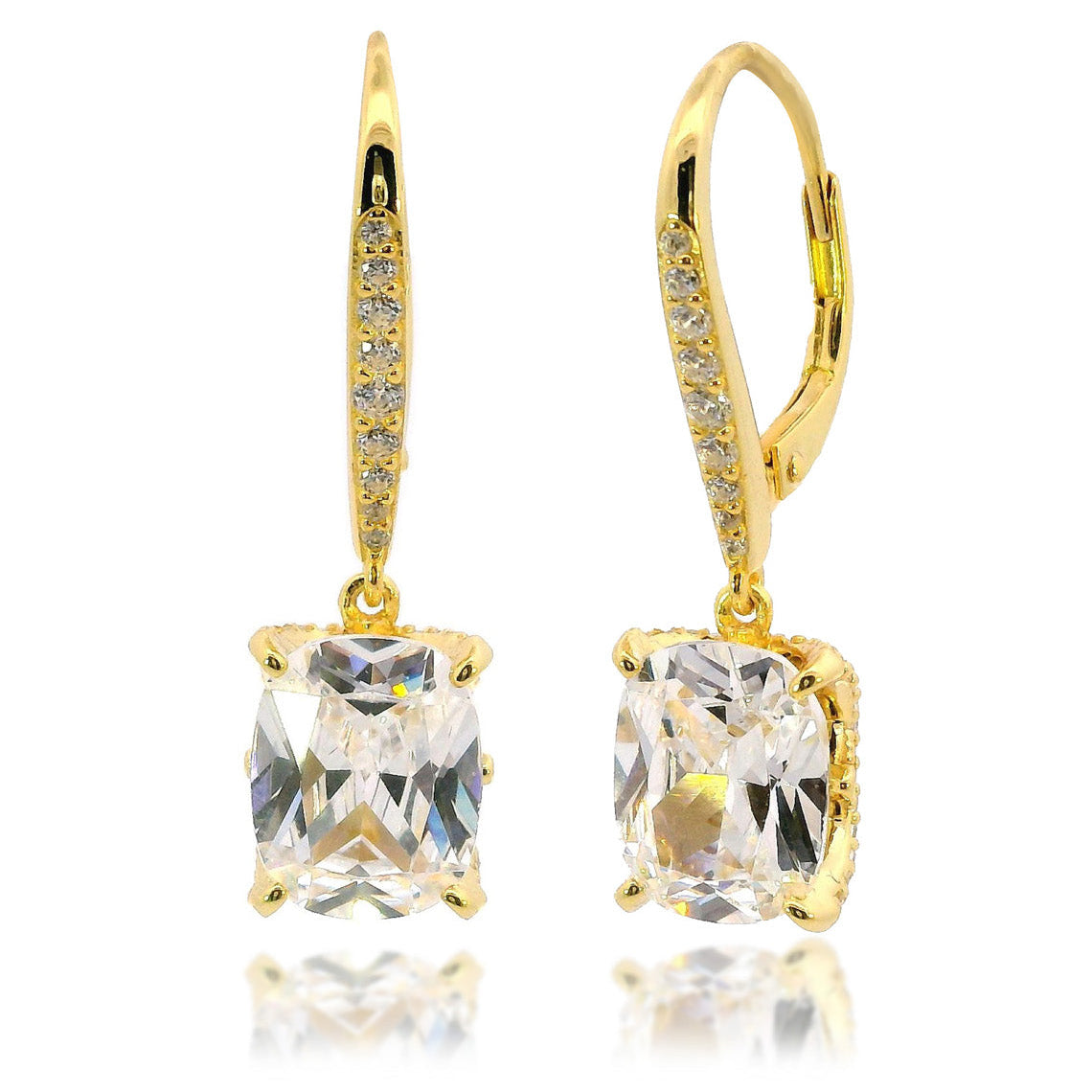 Georgini Sydney Soiree Elaine Cushion Cut Drop Earrings Gold