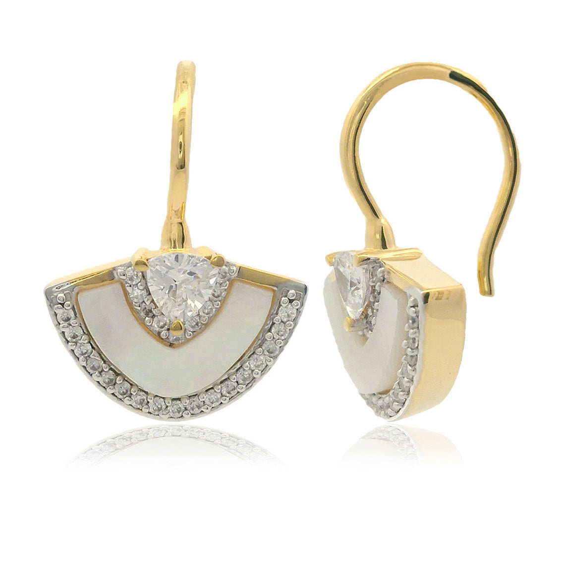 Chic Noel Mother Of Pearl Fan Earrings Gold