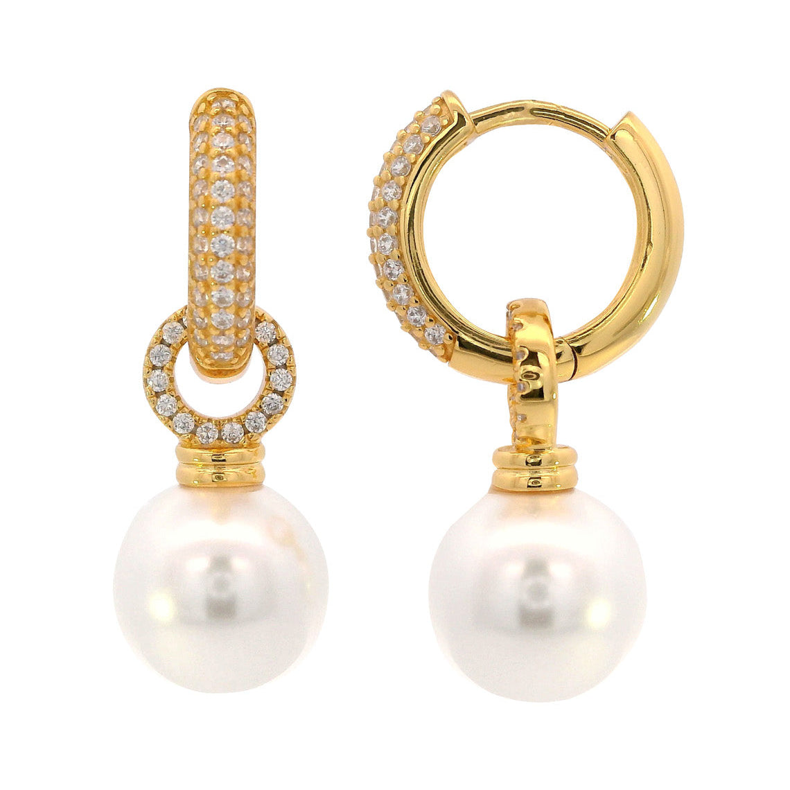 Adagio Duo Hoop Pearl Earring Gold