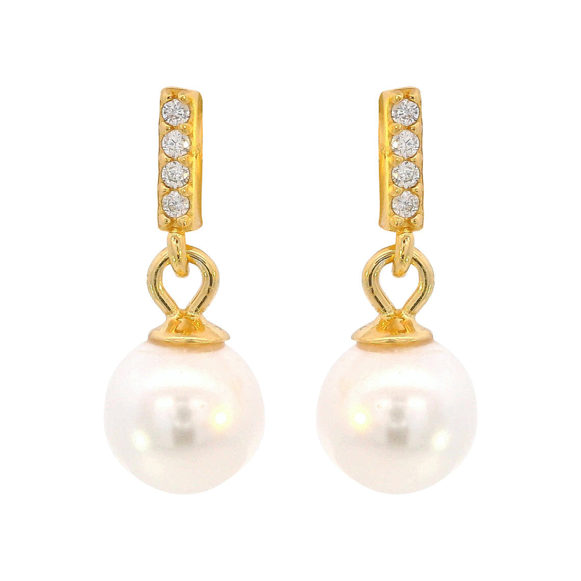 Adagio Effortless Glow Bar Dangle Pearl Earrings Gold
