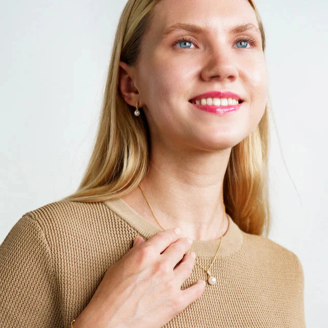 Adagio Effortless Glow Bar Dangle Pearl Earrings Gold