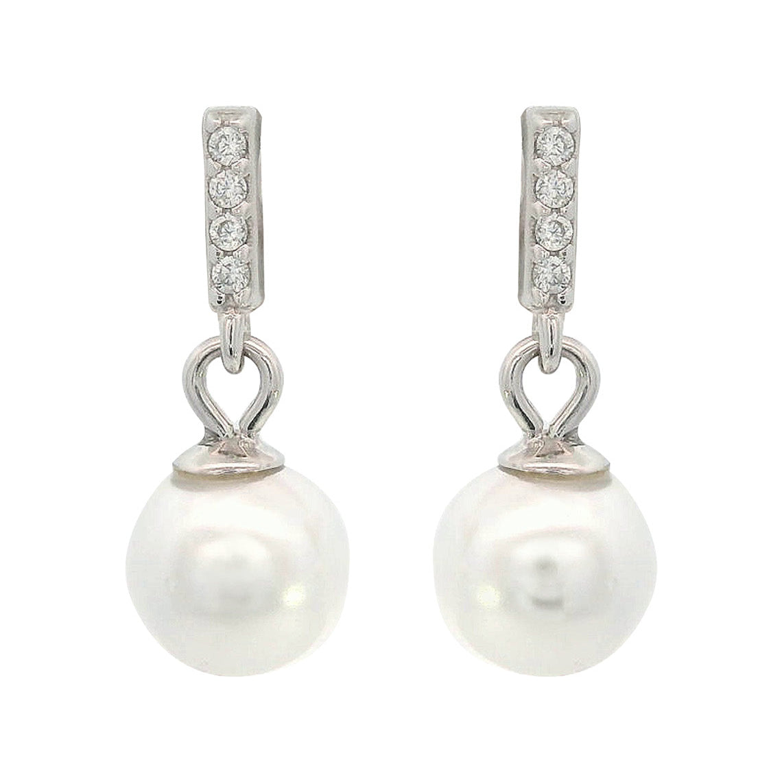 Adagio Effortless Glow Bar Dangle Pearl Earrings Silver