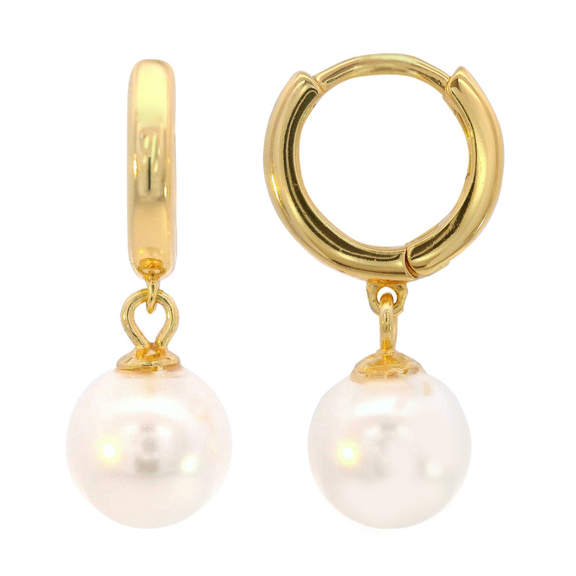 Adagio Nine-2-Five Pearl Hoop Earrings Gold