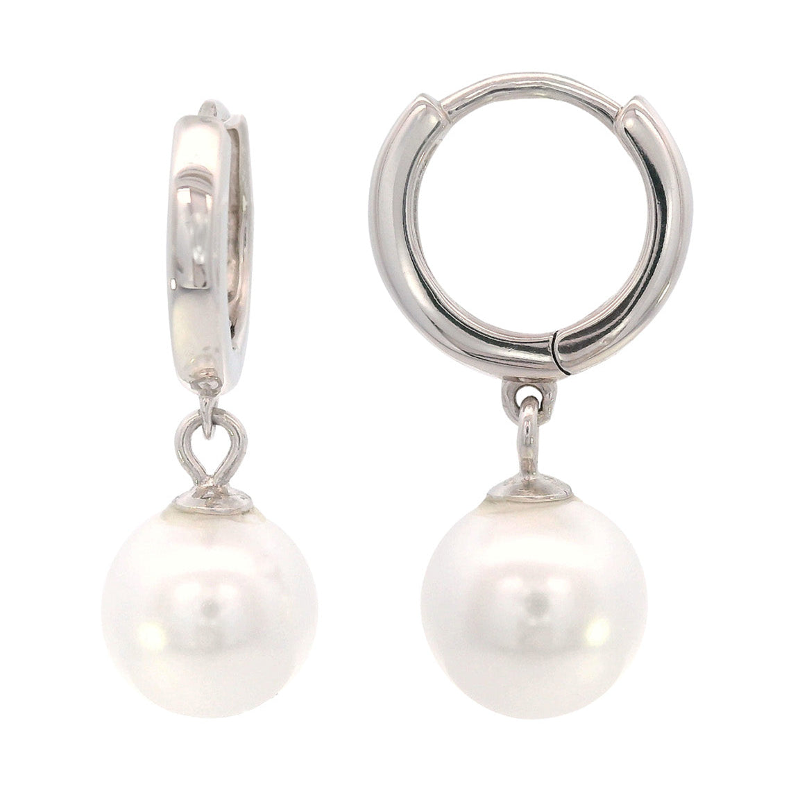 Adagio Nine-2-Five Pearl Hoop Earrings Silver