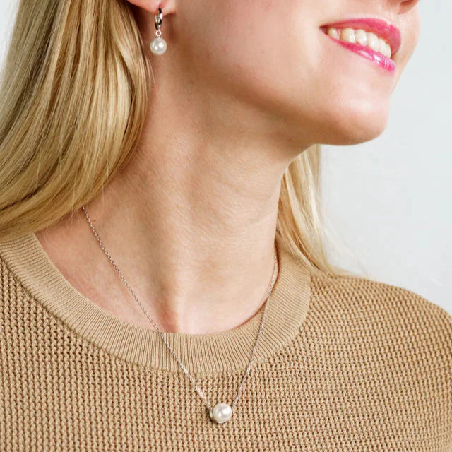 Adagio Crescent Nine-2-Five Pearl Necklace Silver