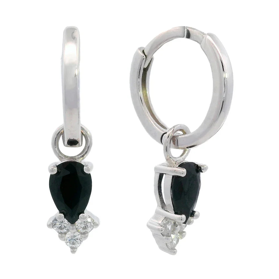 Georgini Midnight Velvet Asteria Hoop Earrings Black And Silver