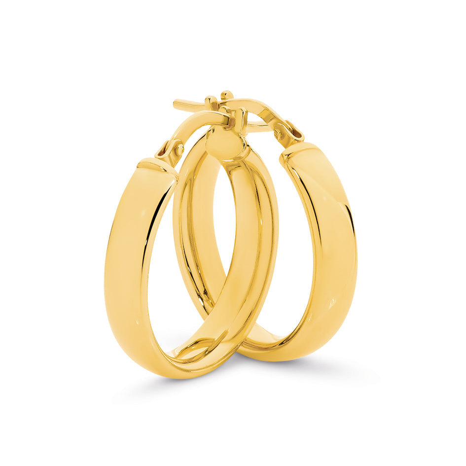 9ct Yellow Gold Silver Bonded Huggie Hoop Earrings