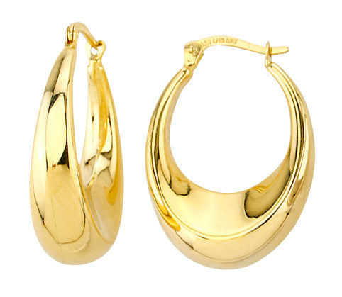 9ct Yellow Gold Silver Bonded Oval Hoop Earrings