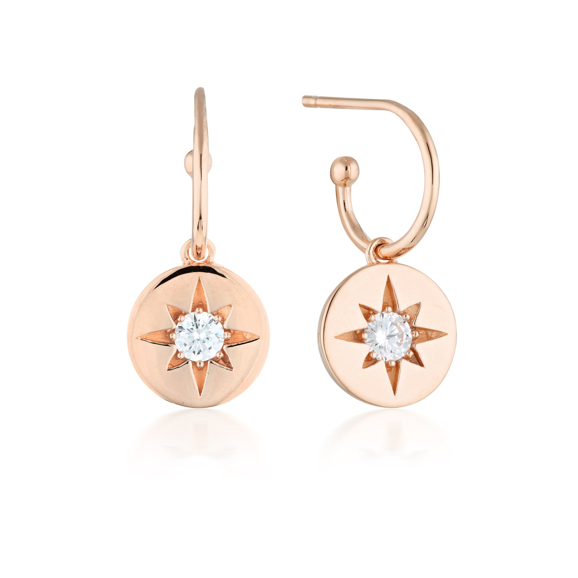Stellar Lights Rose Gold Drop Hoop Earrings
