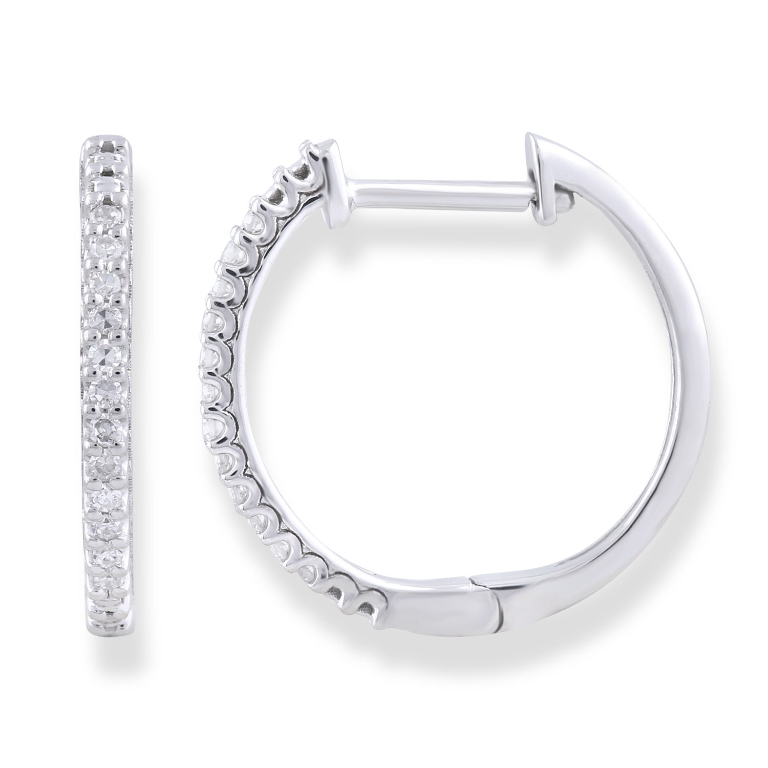 Hoop Earrings with 0.10ct Diamond in 9ct White Gold