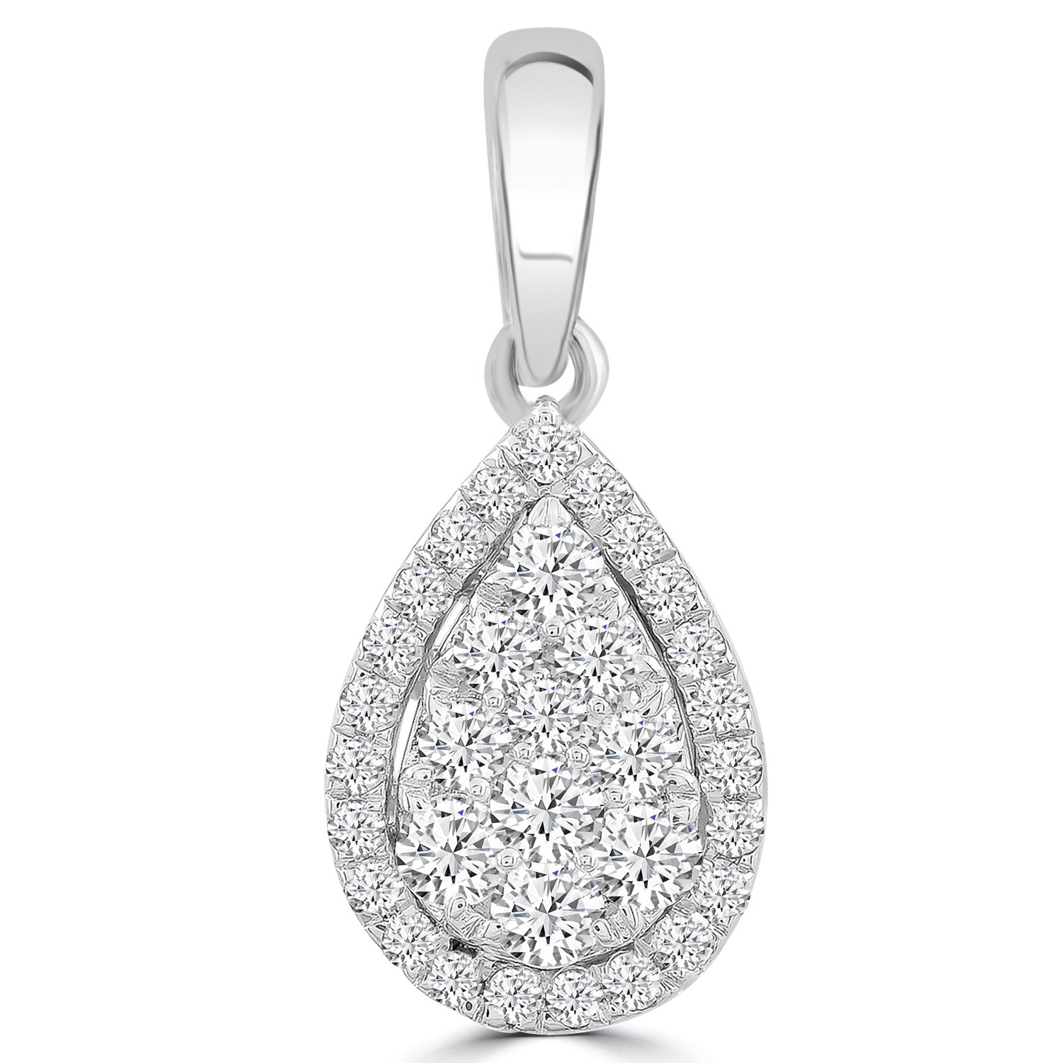 Pear Pendant with 0.25ct Diamonds in 9ct White Gold