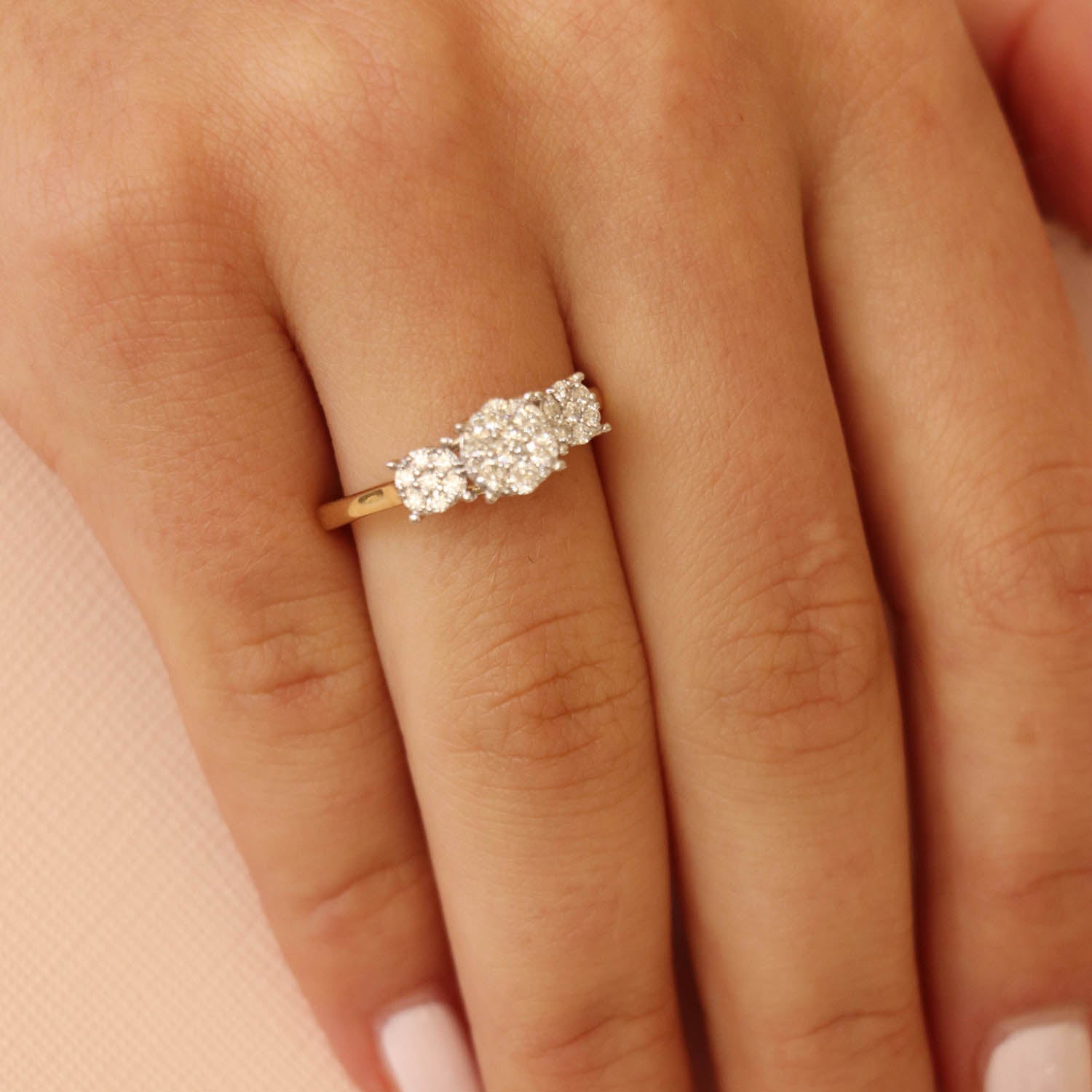 Cluster Ring with 0.50ct Diamond in 9ct Yellow Gold