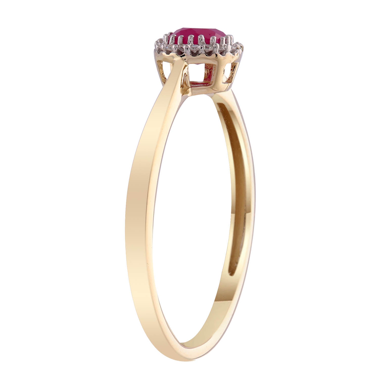 Diamond Ruby Ring with 0.05ct Diamonds in 9ct Yellow Gold