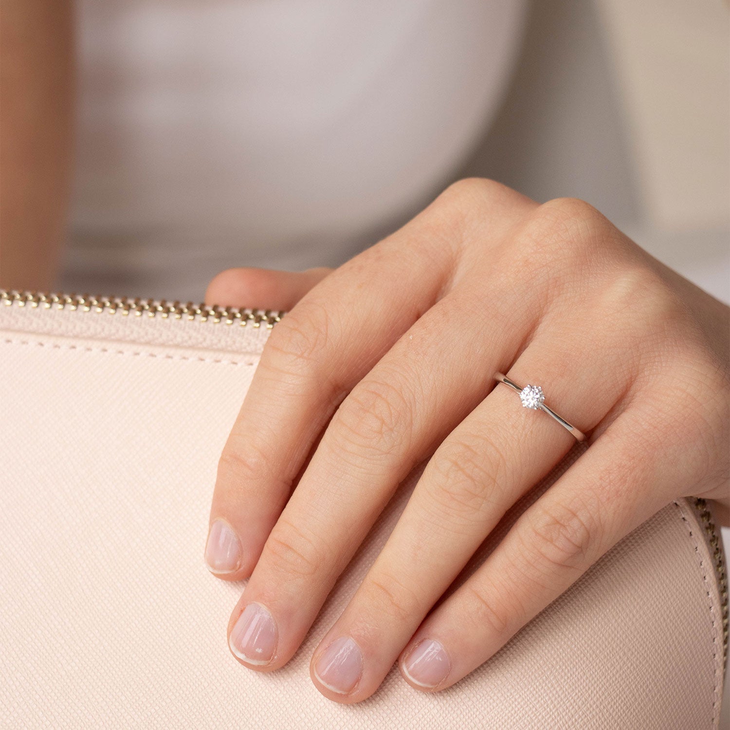 Solitaire Ring with 0.25ct Diamonds in 9ct White Gold