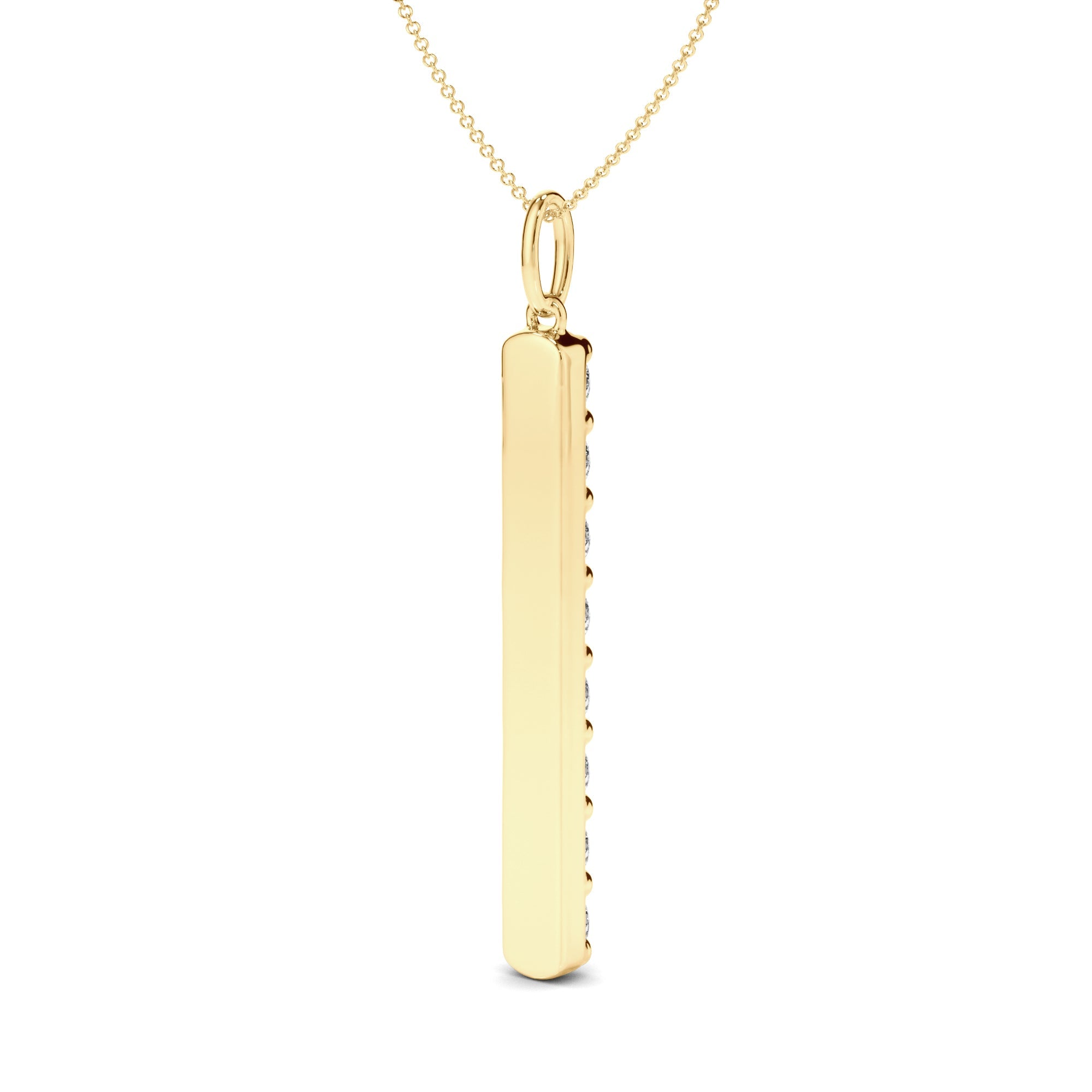 Round Brilliant Cut Diamond Drop Bar Pendant