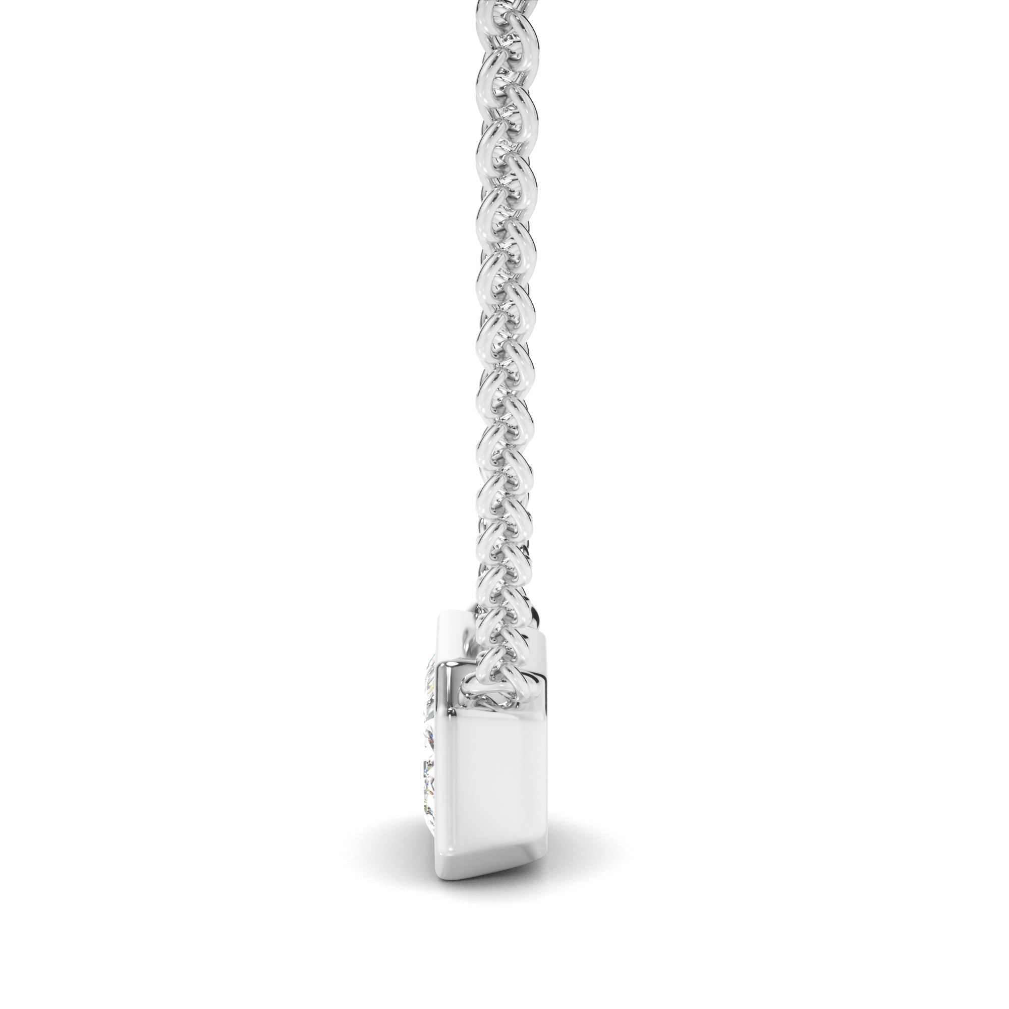 Emerald Cut Diamond Bezel Set Necklet