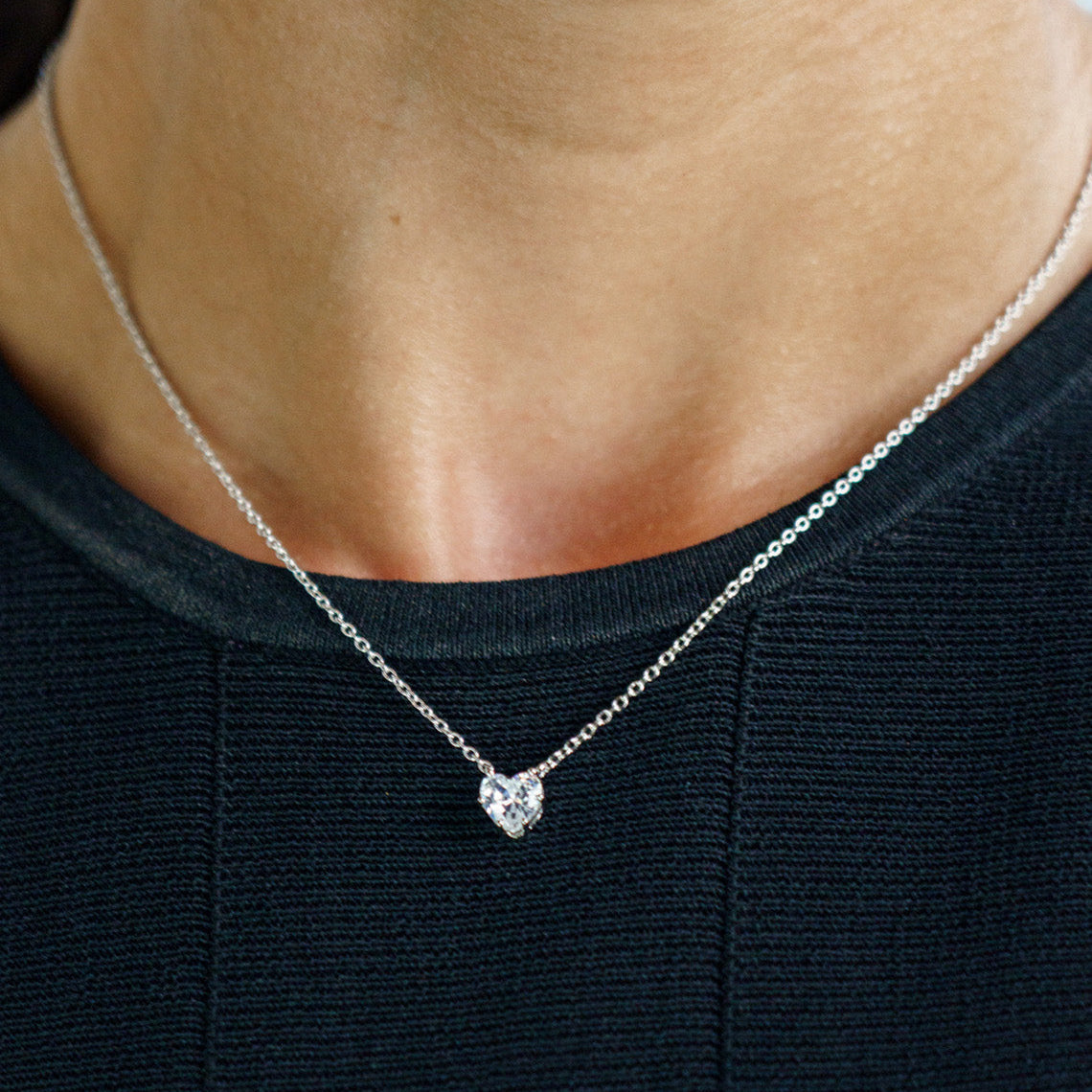 Georgini Midnight Velvet Baby Heart Necklace Silver