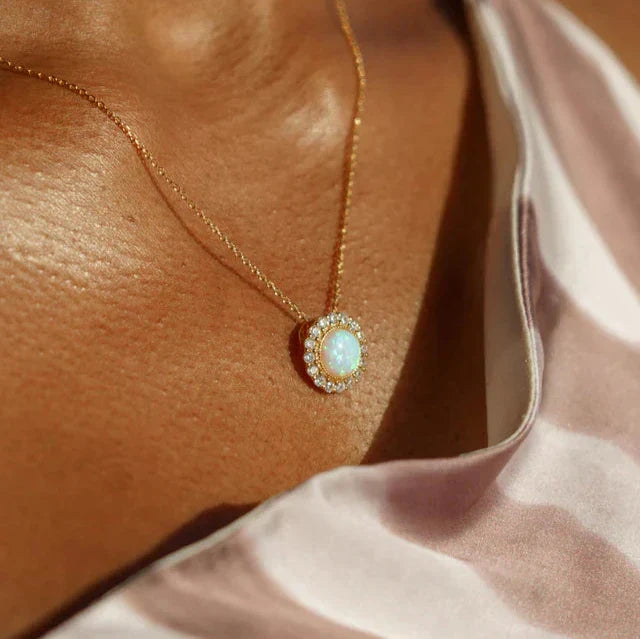 Georgini Opal Glow Marrinawi White Created Opal Pendant Gold