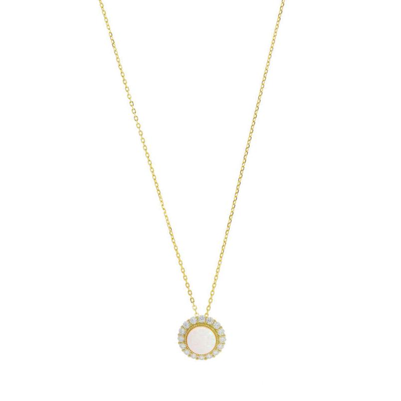 Georgini Opal Glow Marrinawi White Created Opal Pendant Gold