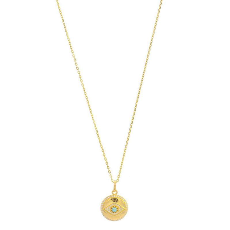 Georgini Opal Glow Blue Created Opal Evil Eye Medalion Gold