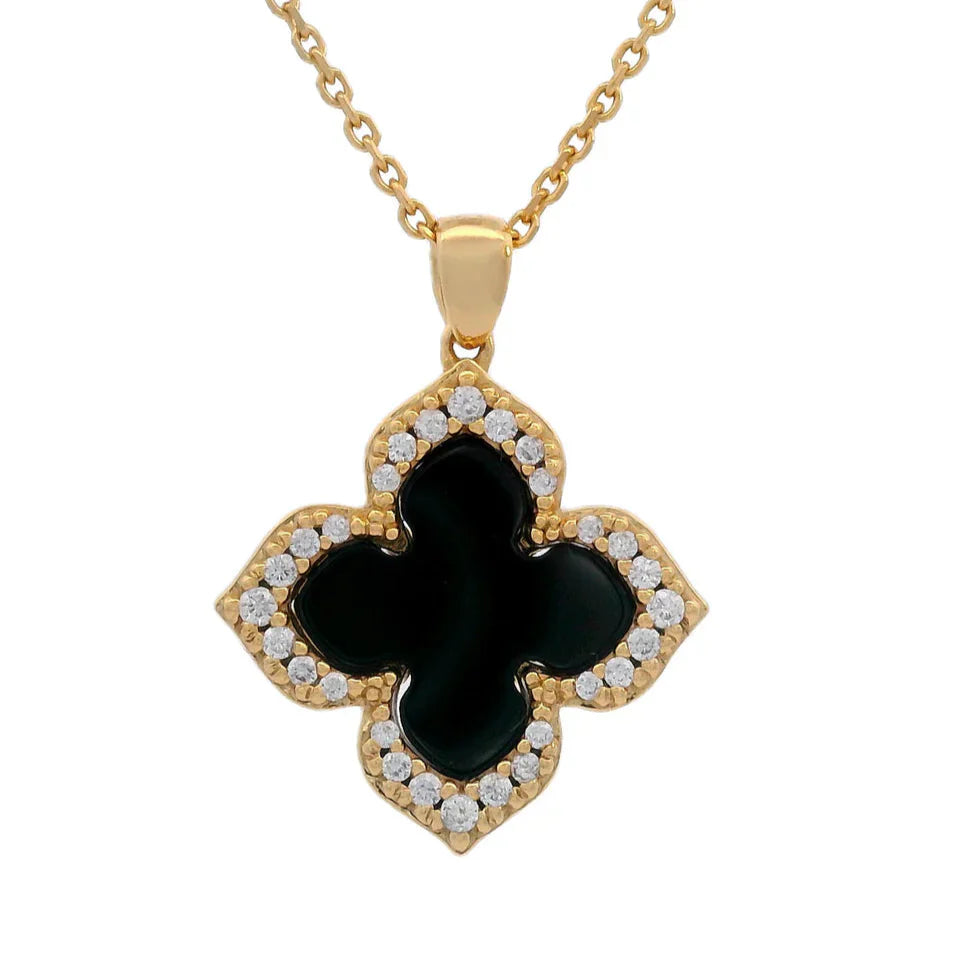 Georgini Midnight Velvet Black Agate Fairwater Pendant Gold