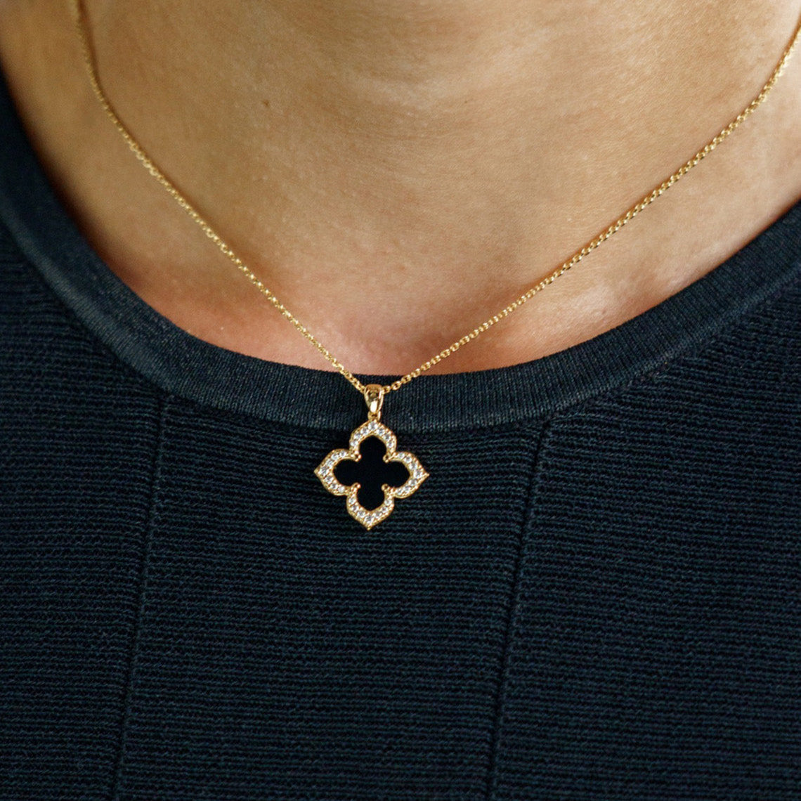 Georgini Midnight Velvet Black Agate Fairwater Pendant Gold