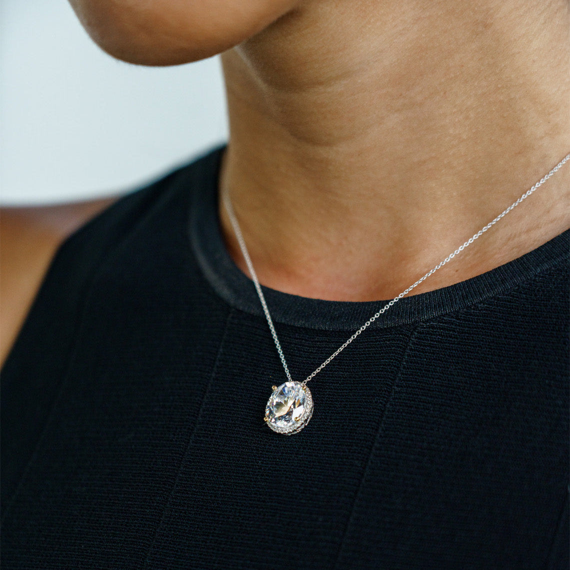 Georgini Midnight Velvet Limited Edition Selene Two-Tone Moonlight Oval Pendant