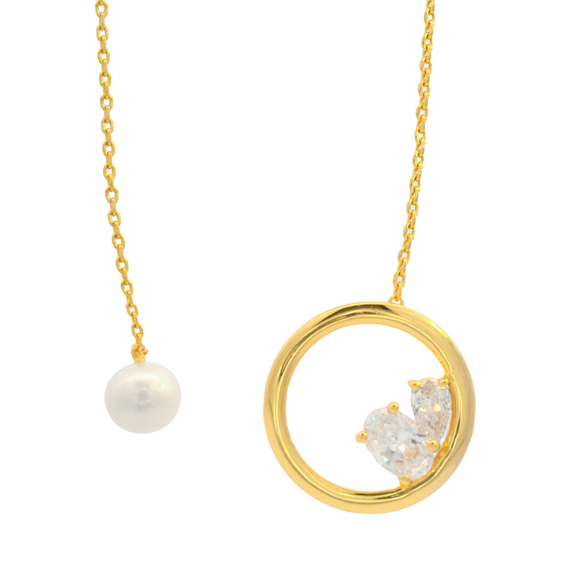 Chic Noel Freshwater Pearl Lariat Gold