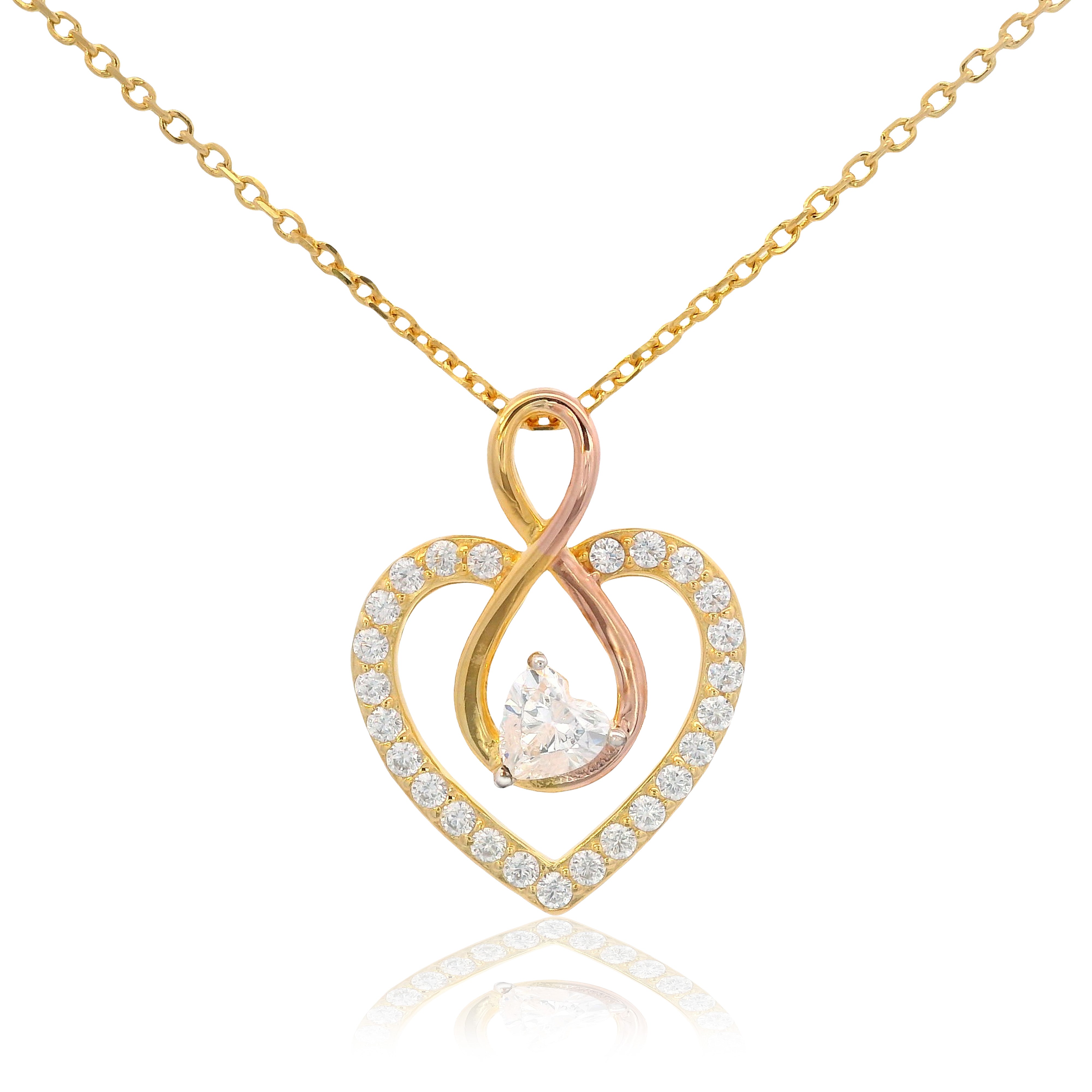 Georgini Forever Hearts Club Forever Entwined Necklace Gold & Rose Gold
