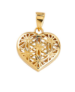 9ct Yellow Gold Lattice Heart Pendant