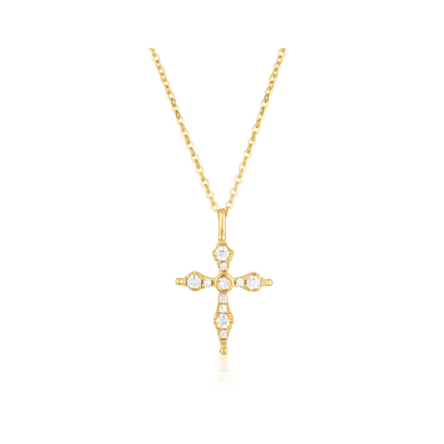 Georgini - Bless Mini Gold Cubic Zirconia Cross Necklet