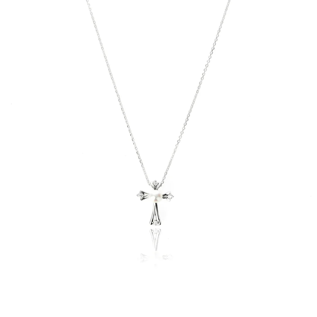 Georgini Oceans Freshwater Pearl Cross Silver