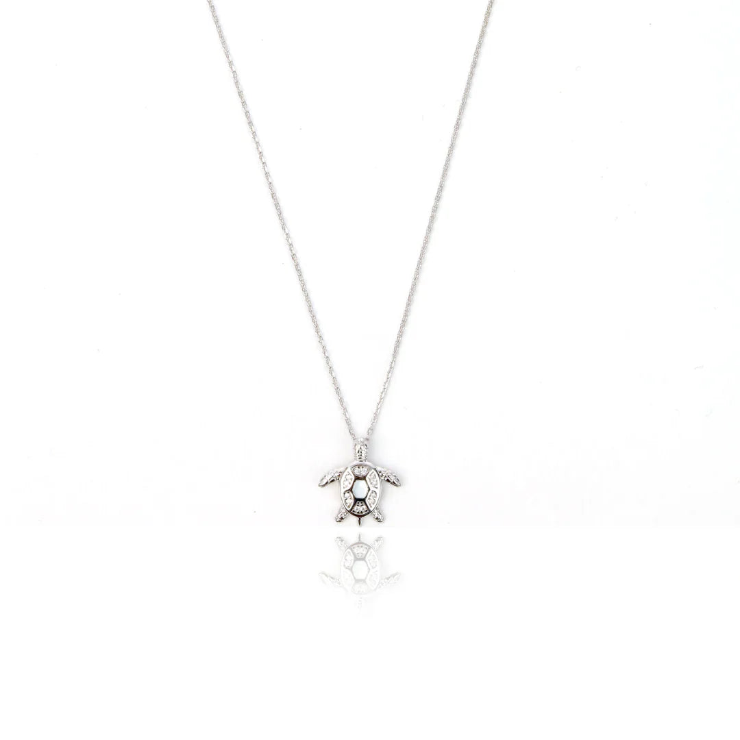 Georgini Oceans Sea Turtle Mother Of Pearl Necklace Silver